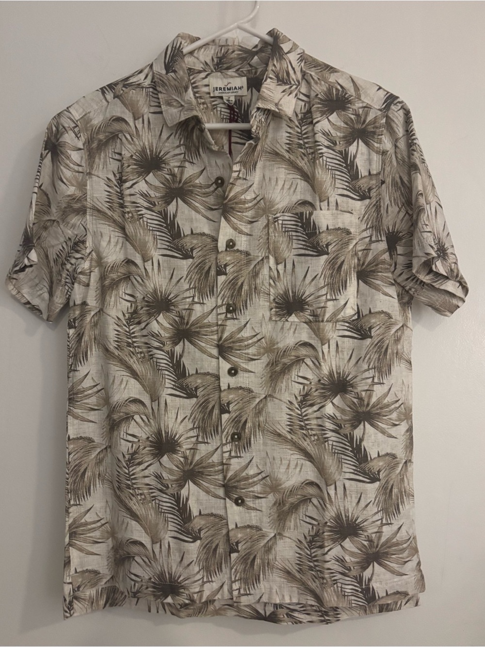 Boy’s Short-Sleeve Tropical Print Shirt - Beige/Brown